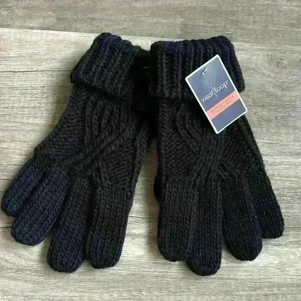 💚 3/$15 Black Knit West Loop Gloves New With Tags